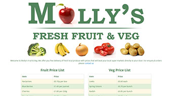 Mollys Fresh Fruit & Veg - Basic Website Design Package